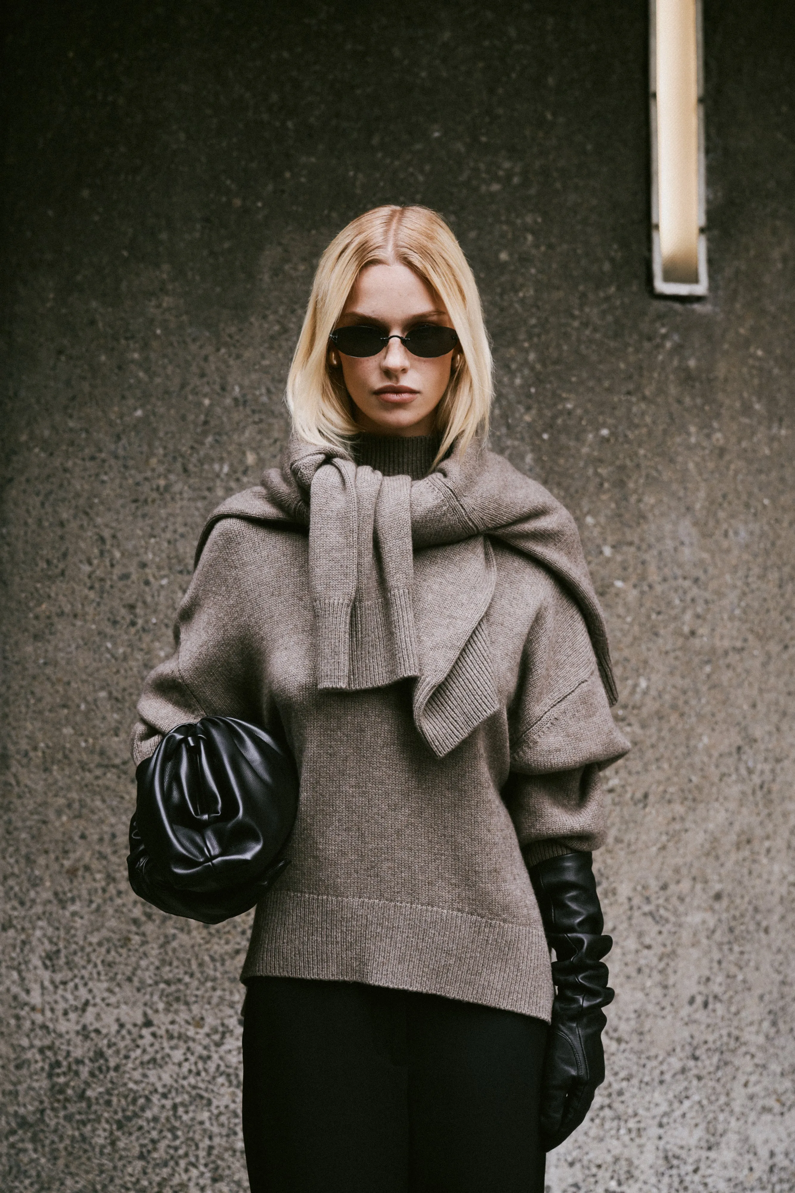 Relaxed High Neck Cashmere Blend Jumper - Cedar sold by Because of Alice