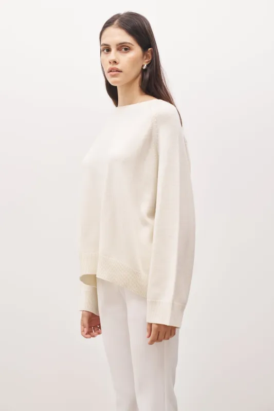Crew Neck Cashmere Blend Jumper - Cream sold by Because of Alice