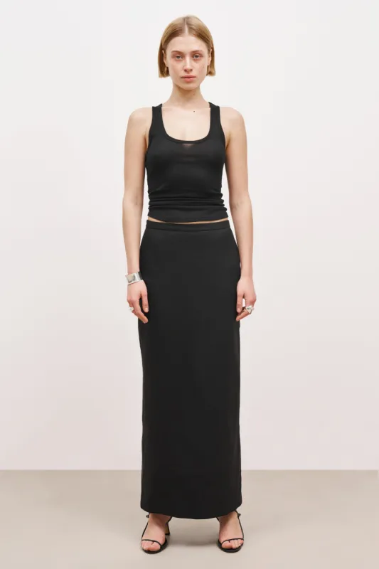 Mid Rise Linen Maxi Skirt - Black sold by Because of Alice