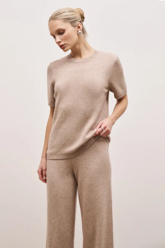 Cashmere Blend Relaxed T Shirt - Stone sold by Because of Alice