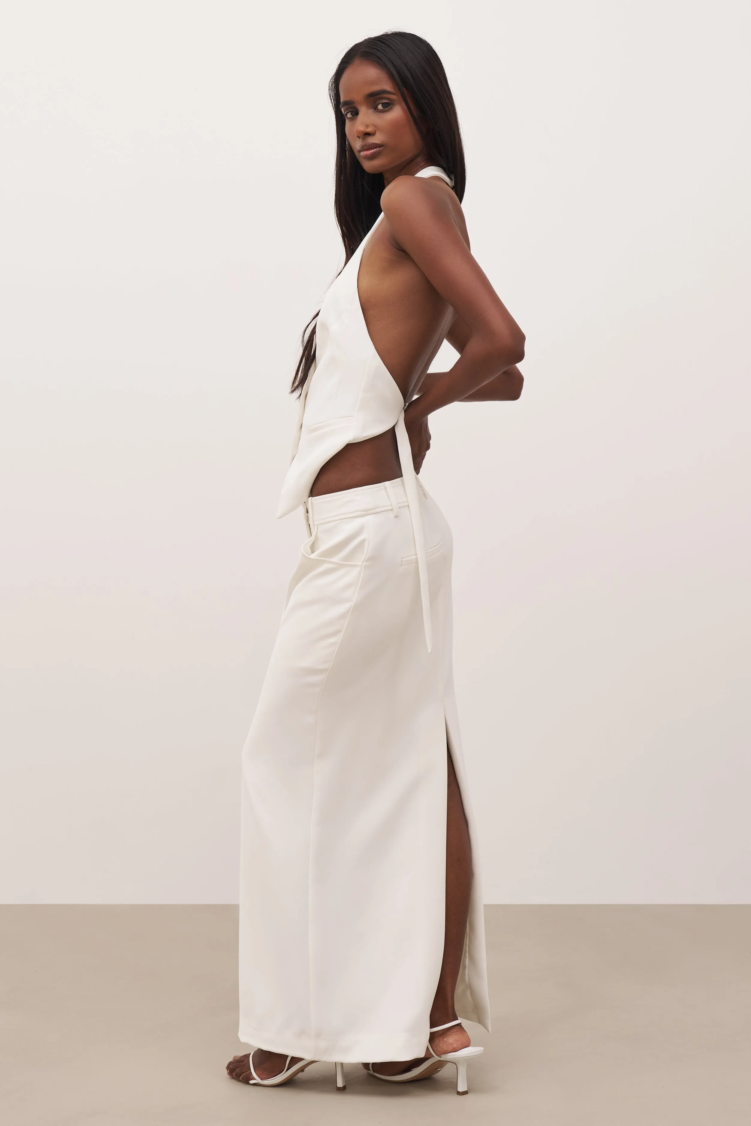 Mid Rise Effortless Maxi Skirt - White sold by Because of Alice product image thumbnail 4