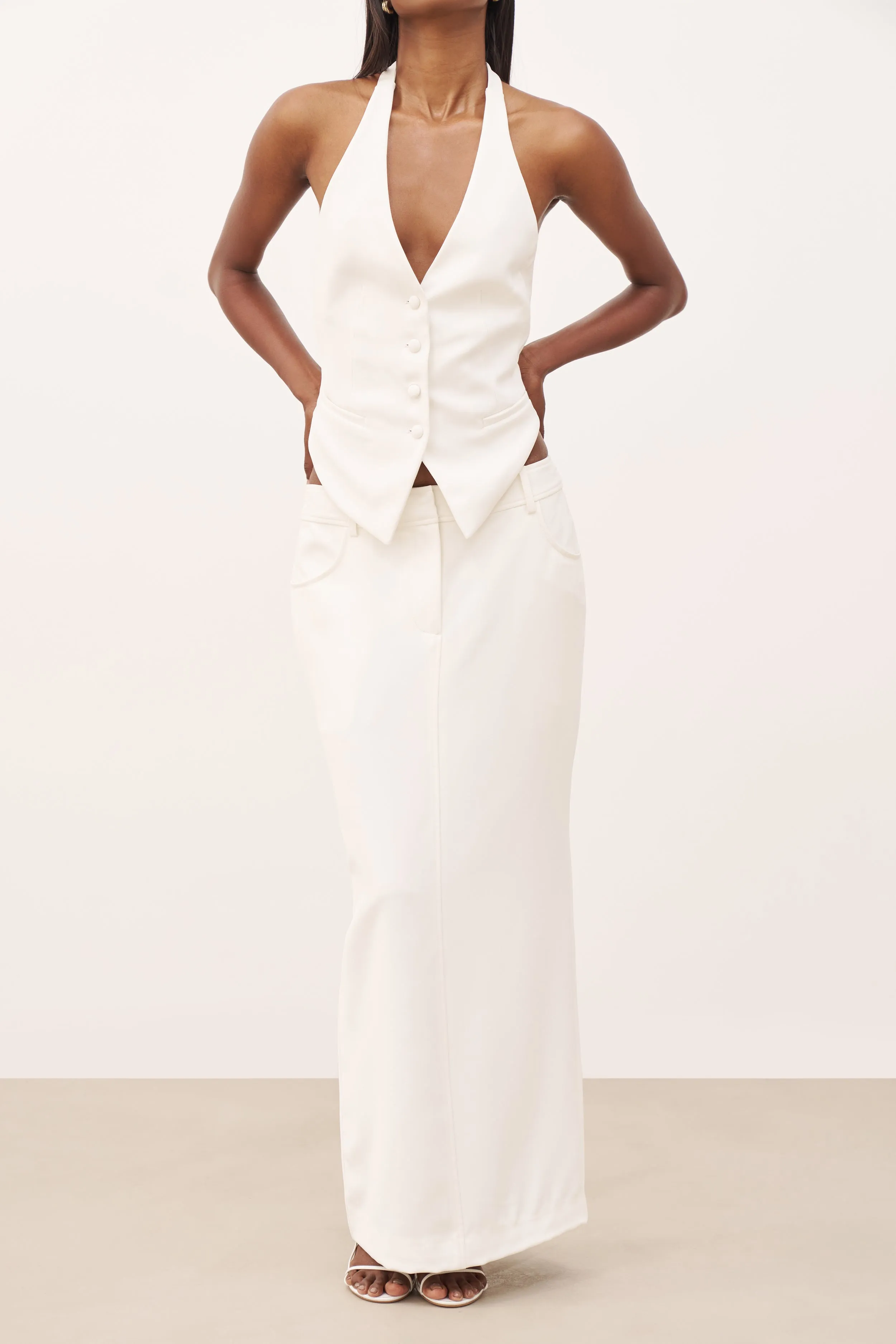 Mid Rise Effortless Maxi Skirt - White sold by Because of Alice product image thumbnail 3