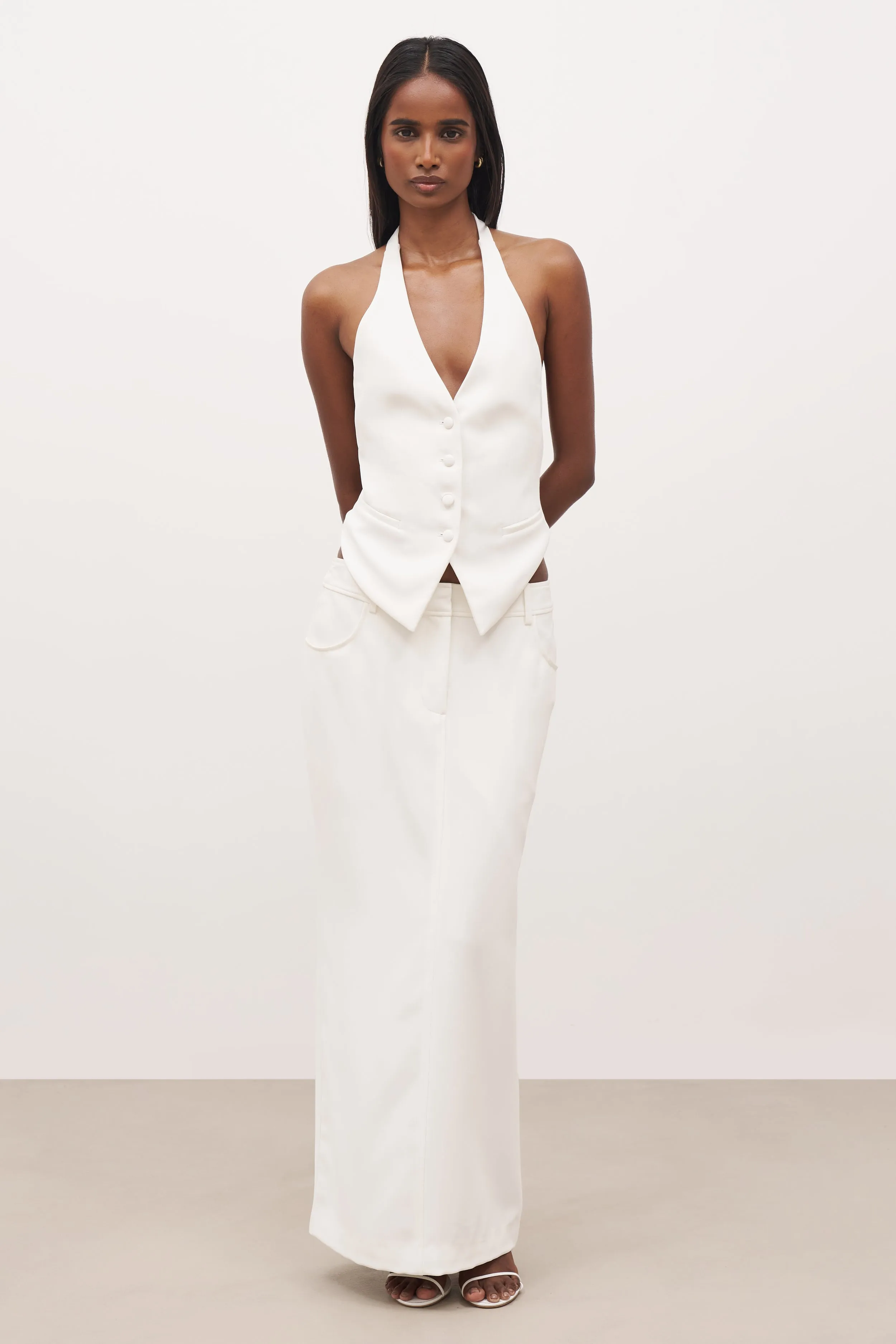 Mid Rise Effortless Maxi Skirt - White sold by Because of Alice