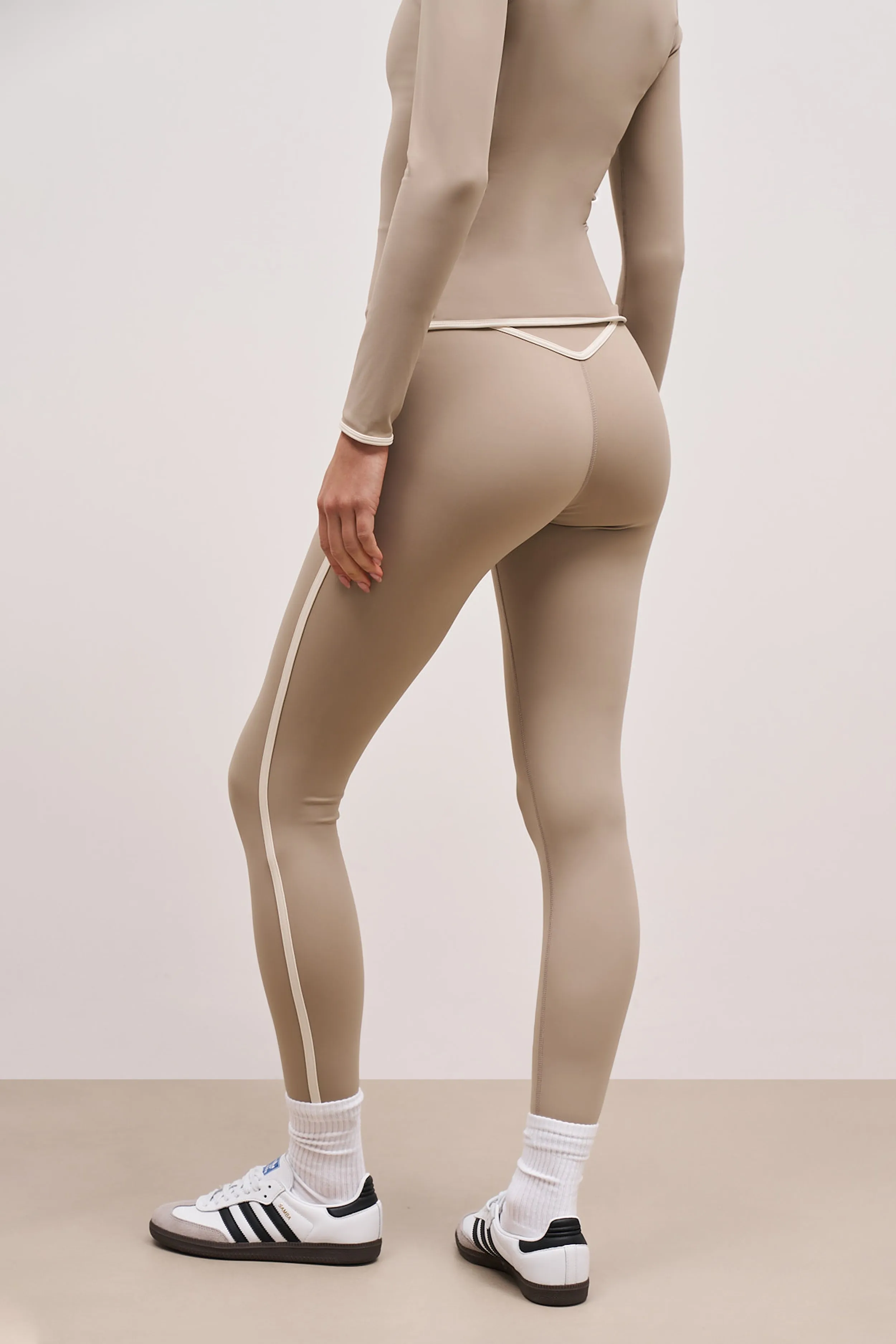 Base Contrast Trim Leggings - Taupe/Tofu sold by Because of Alice product image thumbnail 4