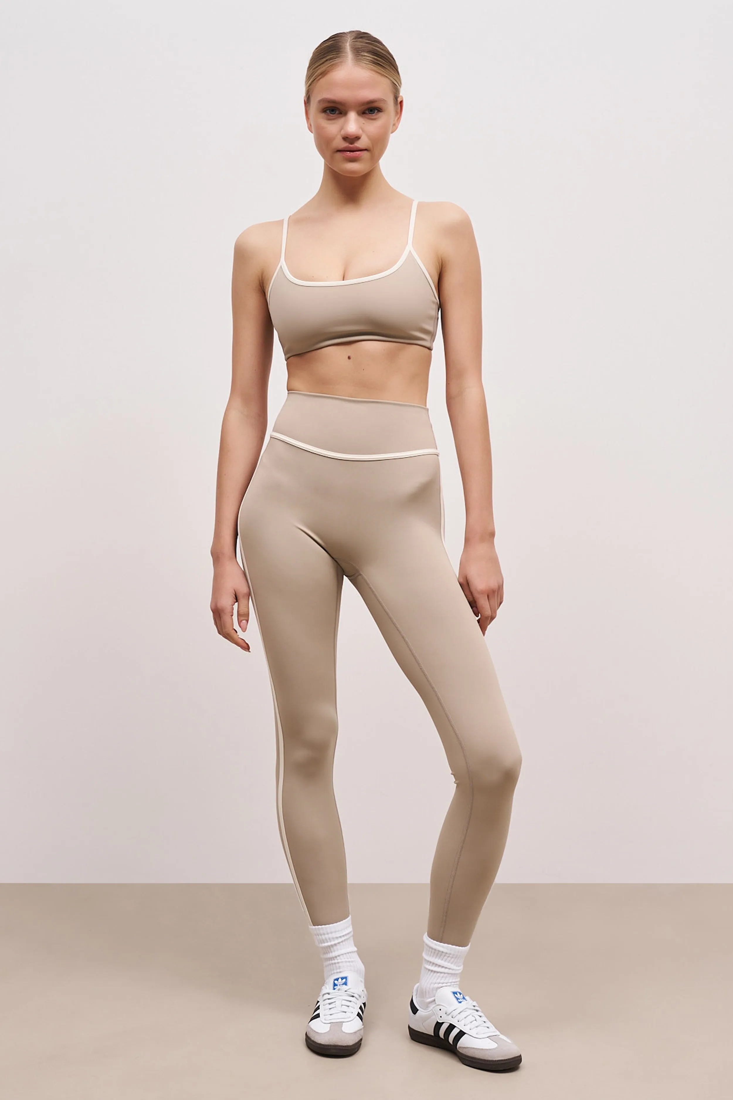 Base Contrast Trim Leggings - Taupe/Tofu sold by Because of Alice product image thumbnail 3
