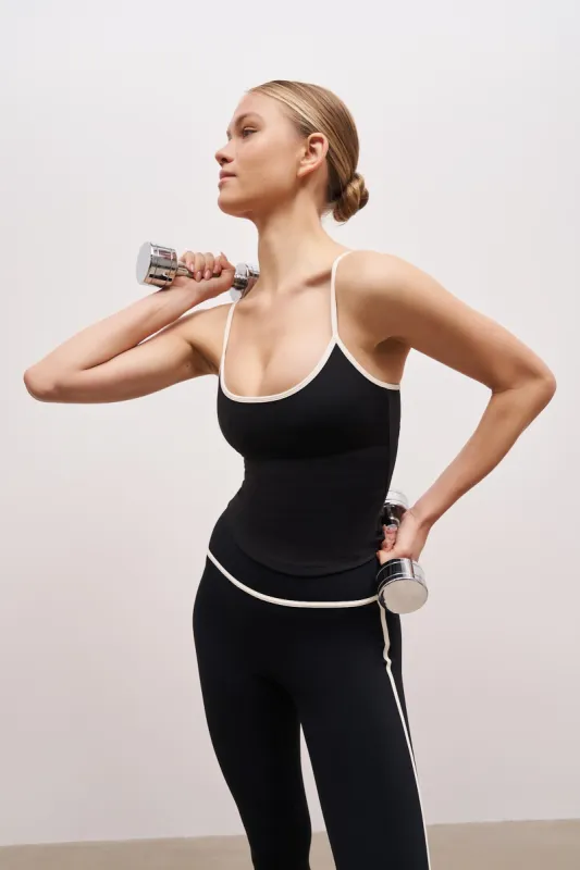 Base Contrast Trim Cami Top - Black/Tofu sold by Because of Alice