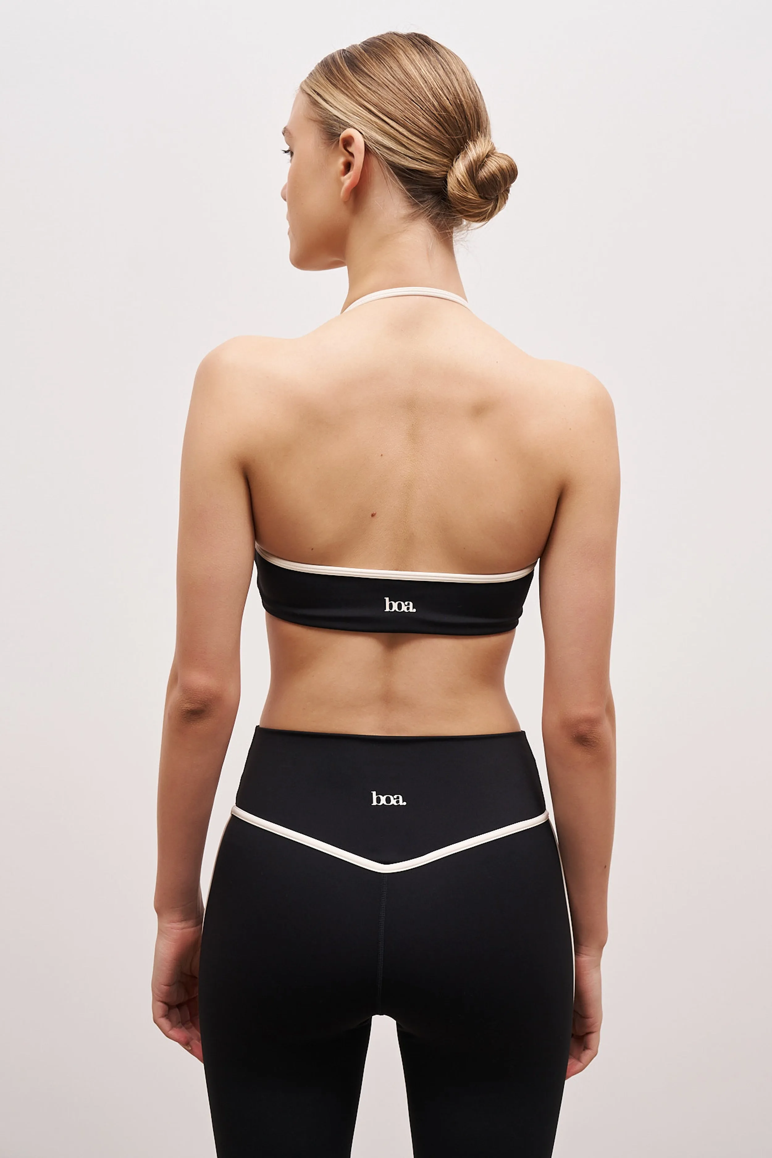 Base Contrast Trim Halter Cami Bra - Black/Tofu sold by Because of Alice product image thumbnail 2