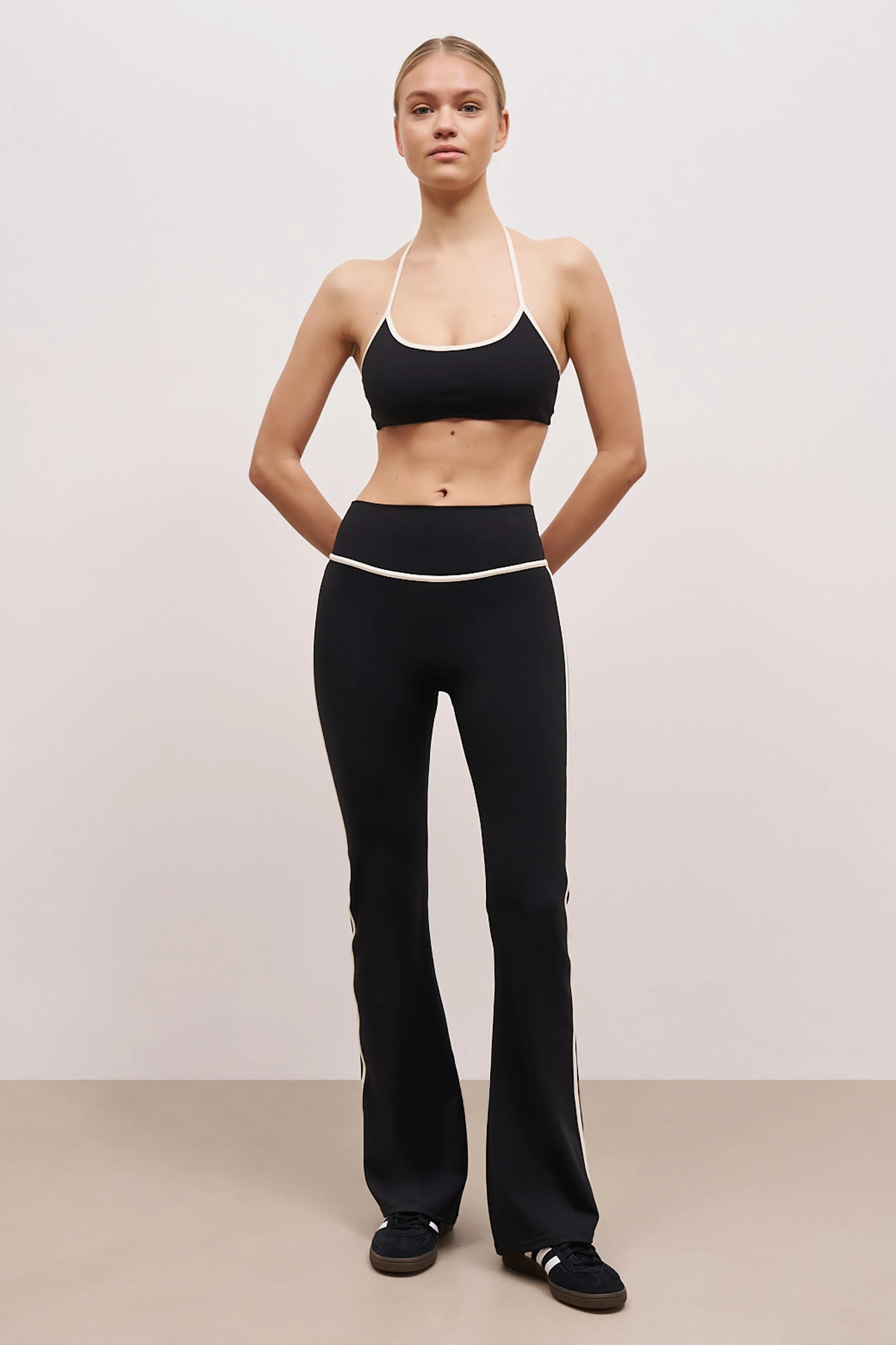 Base Contrast Trim Halter Cami Bra - Black/Tofu sold by Because of Alice product image thumbnail 5