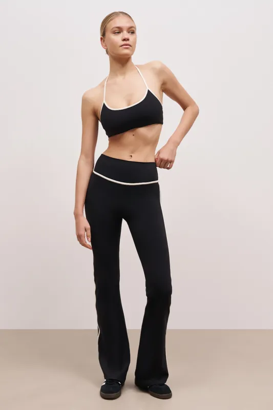 Base Contrast Trim Flared Leggings - Black/Tofu sold by Because of Alice
