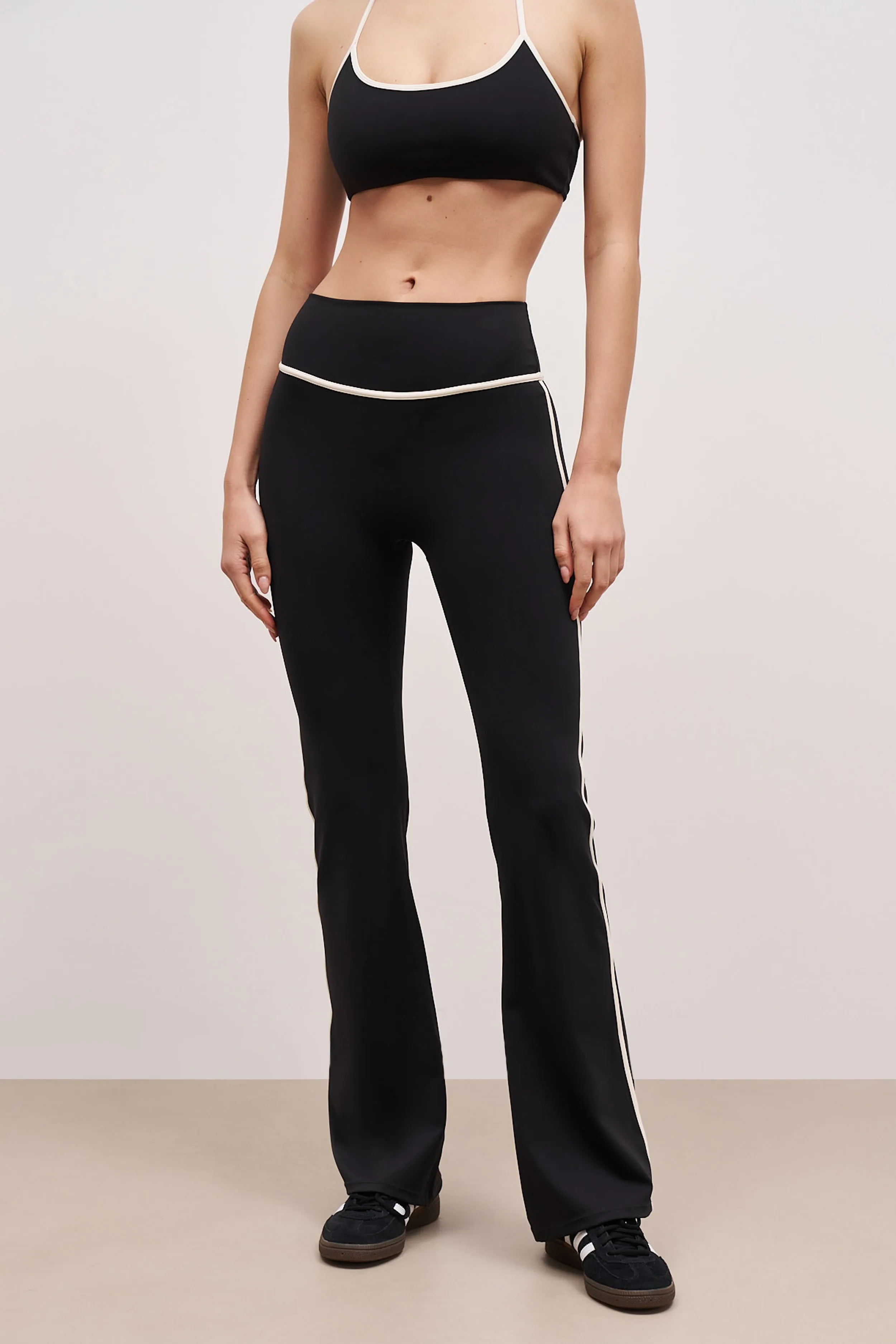 Base Contrast Trim Flared Leggings - Black/Tofu sold by Because of Alice product image thumbnail 4