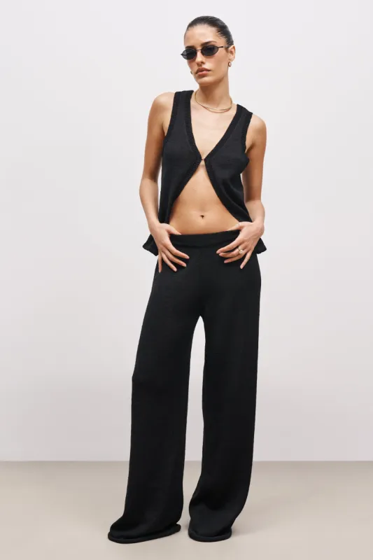 Crochet Knit Wide Leg Trousers - Black sold by Because of Alice
