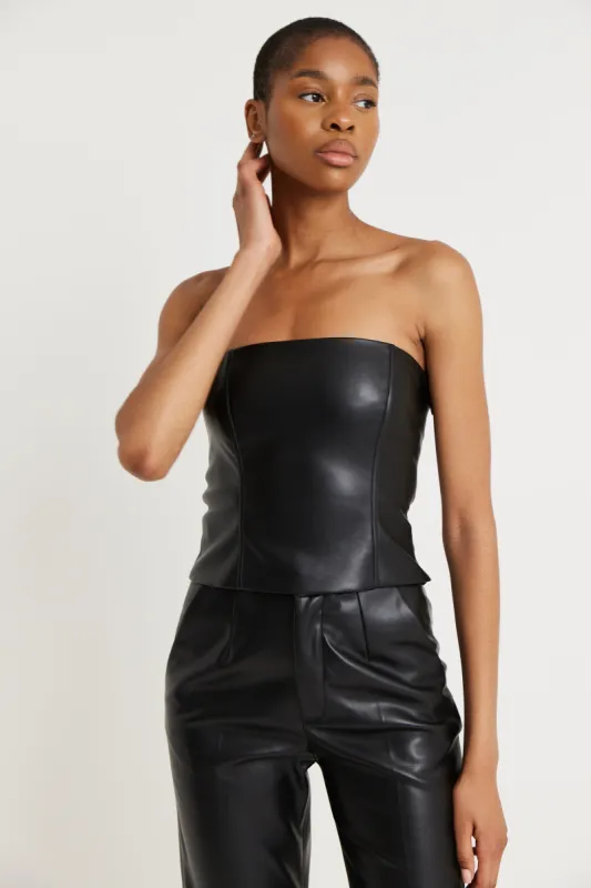 Tailored Leather Strapless Bodice - Black sold by Because of Alice