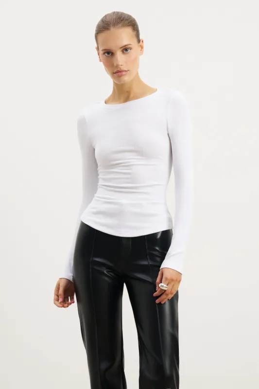 Soft Ribbed Long Sleeve Top - White sold by Because of Alice
