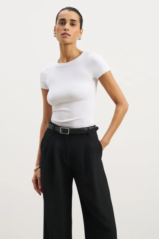 Soft Ribbed T Shirt - White sold by Because of Alice