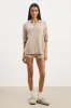 Relaxed Knit Linen Blend Polo - Stone sold by Because of Alice