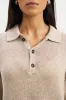 Relaxed Knit Linen Blend Polo - Stone sold by Because of Alice