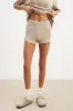 Relaxed Knit Linen Blend Mini Shorts - Stone sold by Because of Alice