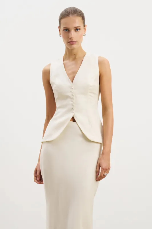 Cupro Delicate Peplum Waistcoat - Champagne sold by Because of Alice