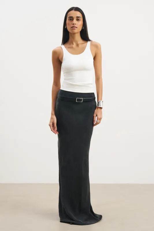 Cupro Bias-Cut Maxi Skirt - Black sold by Because of Alice