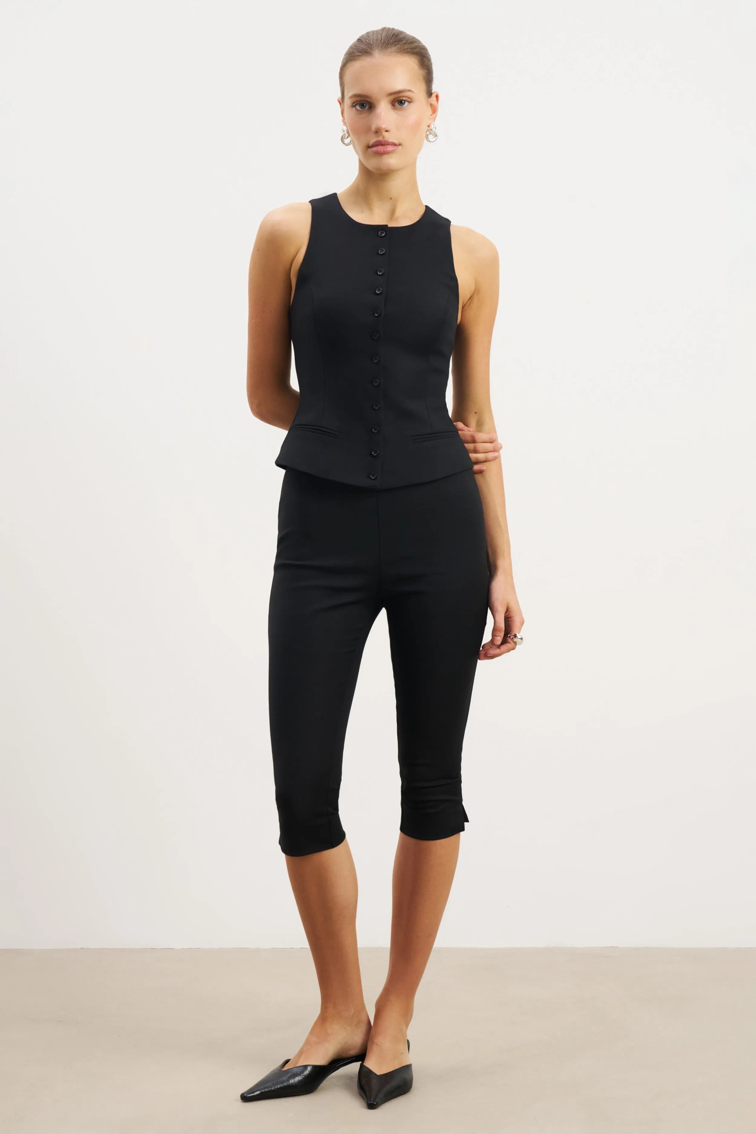 Tailored Button Down Waistcoat - Black sold by Because of Alice product image thumbnail 4