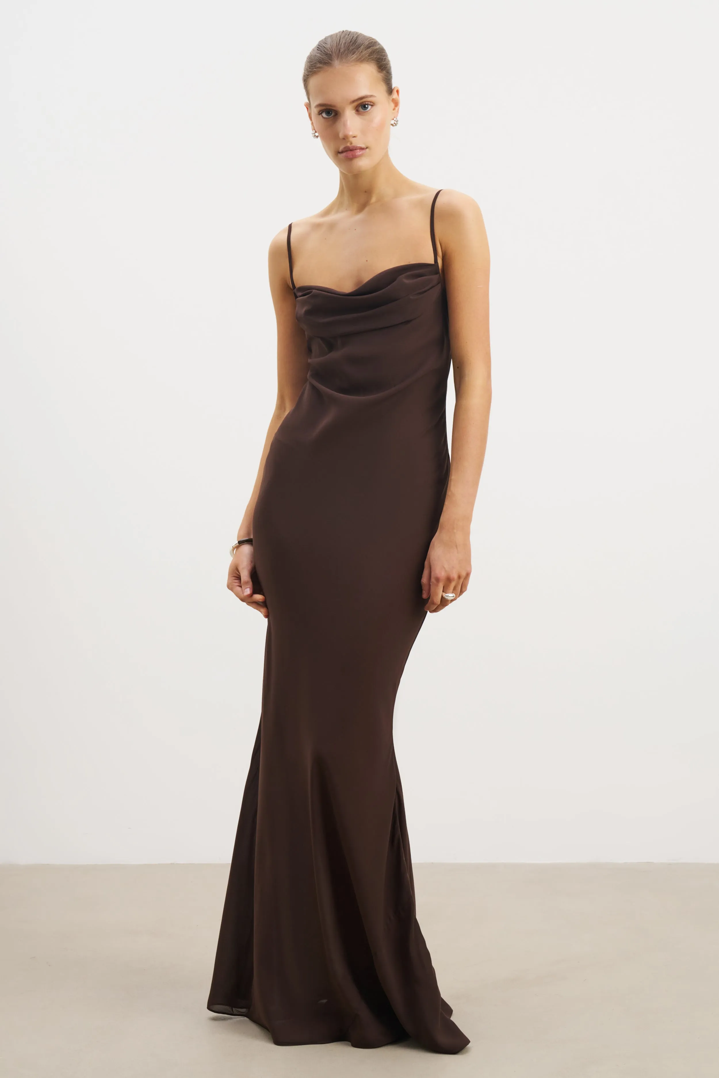 Ruched Chiffon Maxi Dress - Carob sold by Because of Alice product image thumbnail 5