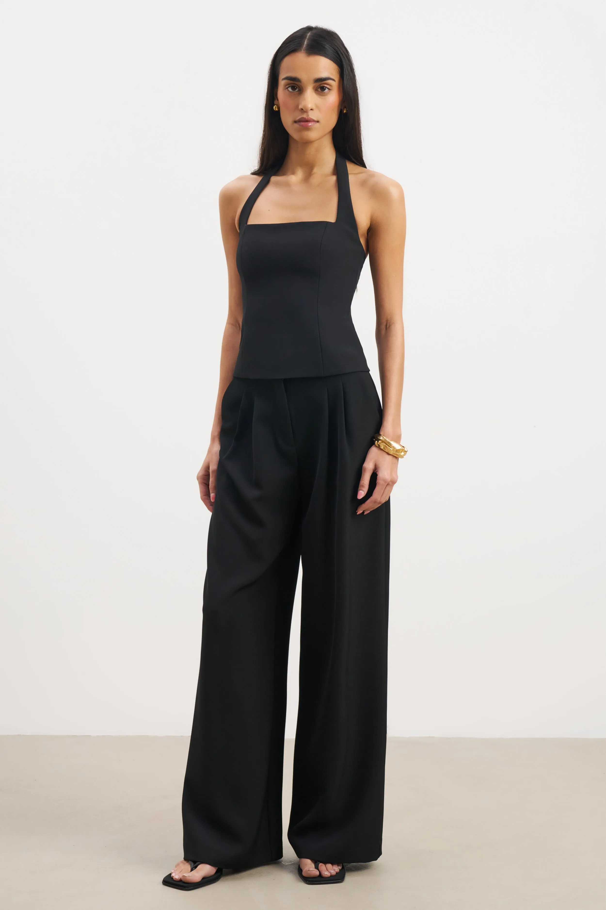 Effortless Pleated Wide Leg Trousers - Black sold by Because of Alice product image thumbnail 3
