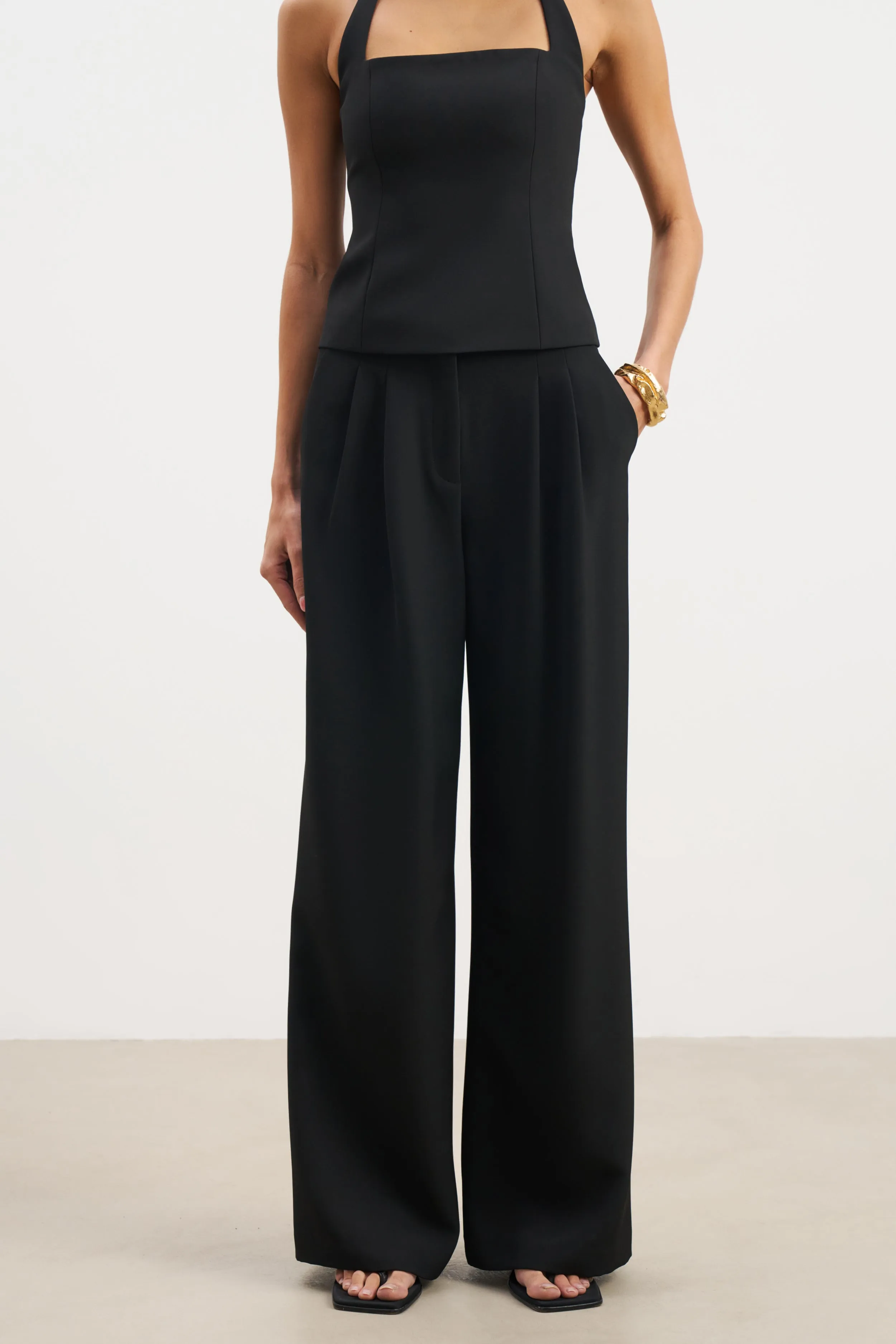 Effortless Pleated Wide Leg Trousers - Black sold by Because of Alice product image thumbnail 4