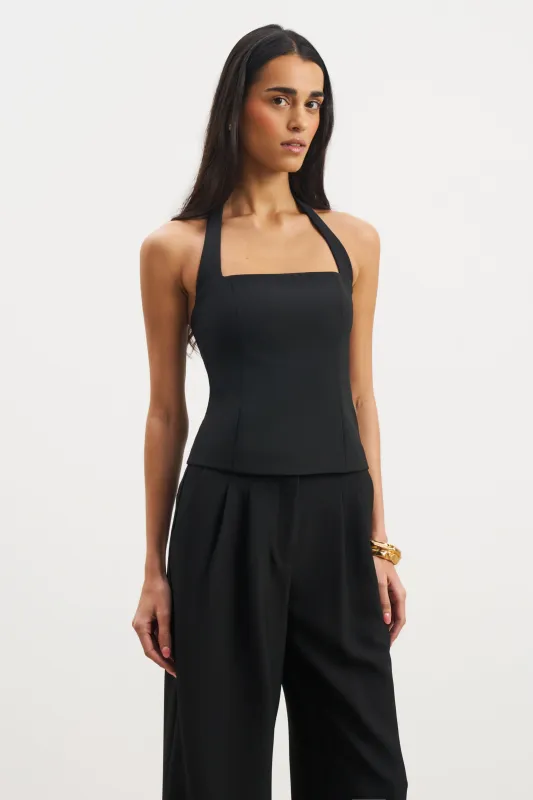 Effortless Tailored Halter Bodice Top - Black sold by Because of Alice