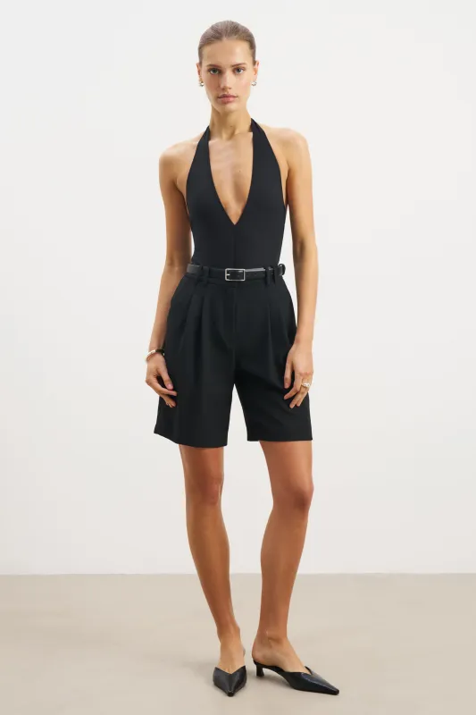 Effortless Pleated Longline Shorts - Black sold by Because of Alice