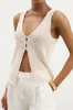 Crochet Knit V Neck Waistcoat - Cream sold by Because of Alice