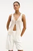 Crochet Knit V Neck Waistcoat - Cream sold by Because of Alice