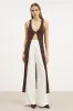Crochet Knit V Neck Maxi Waistcoat - Carob sold by Because of Alice