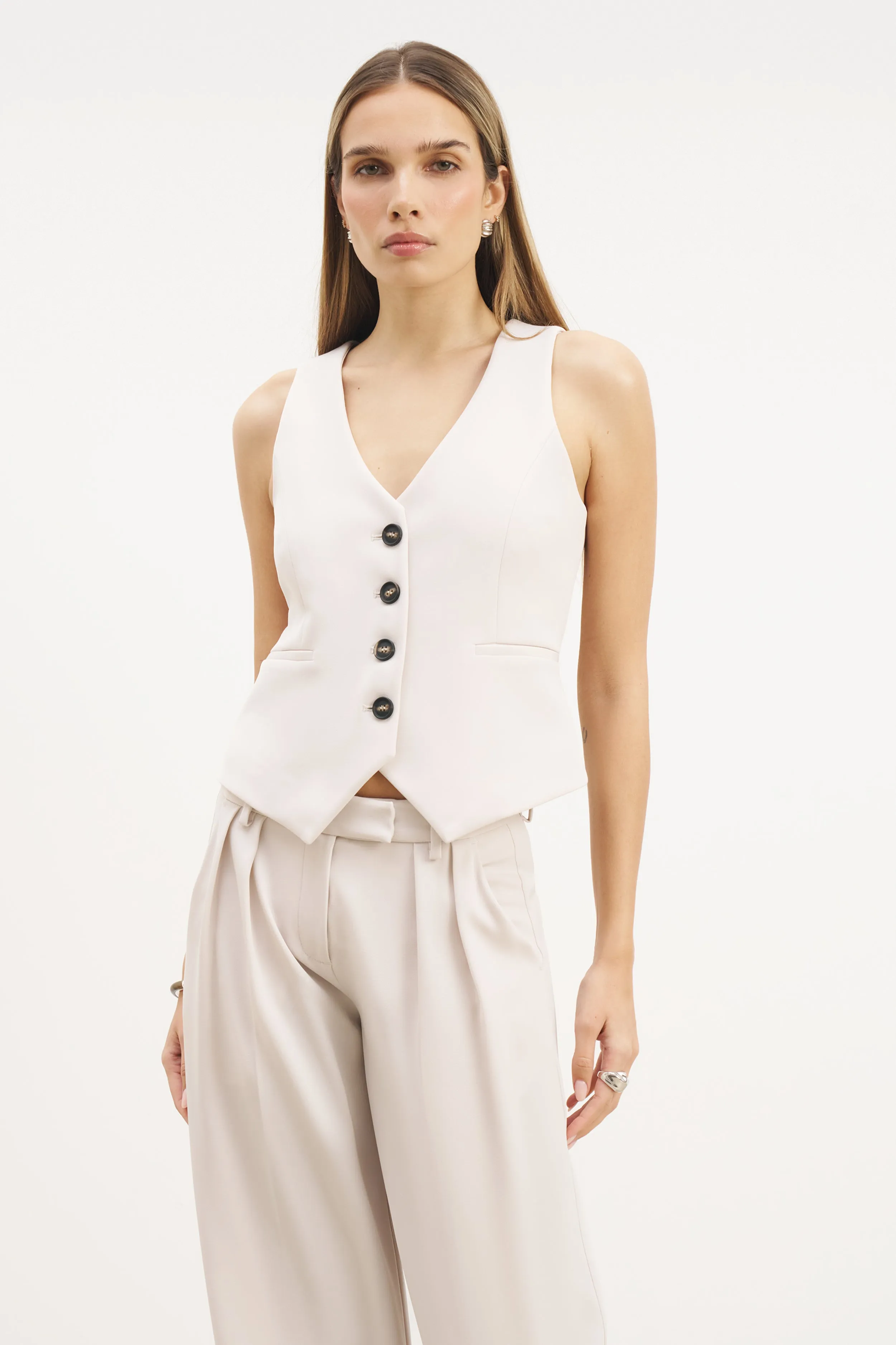 Clean Cut Waistcoat - Ecru sold by Because of Alice