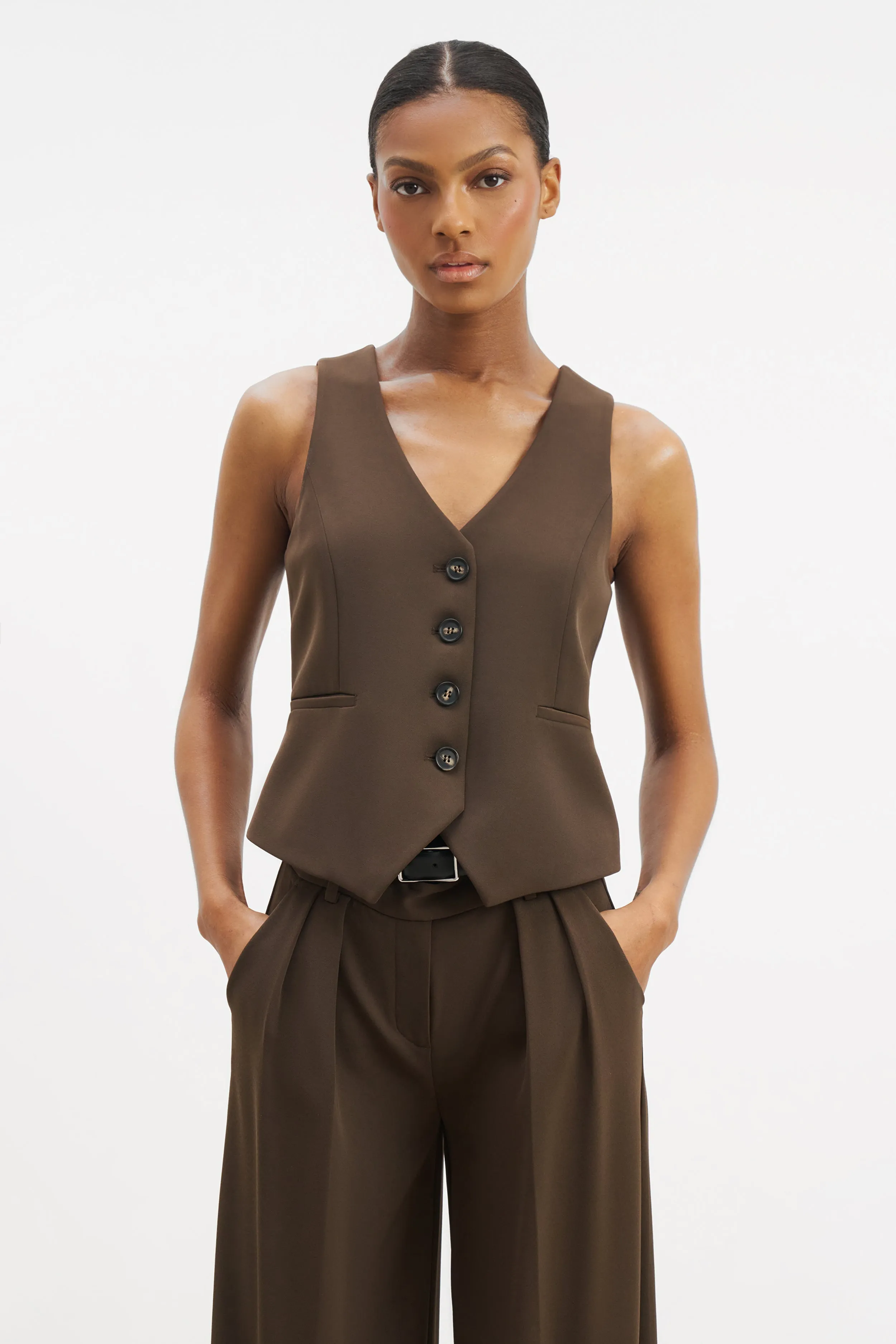 Clean Cut Waistcoat - Carob sold by Because of Alice