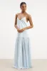Flowing Dropped Waist Maxi Dress - Powder Blue sold by Because of Alice