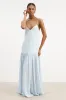 Flowing Dropped Waist Maxi Dress - Powder Blue sold by Because of Alice