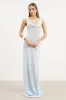 Cowl Neck Satin Panel Gown - Powder Blue sold by Because of Alice