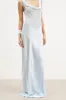 Cowl Neck Satin Panel Gown - Powder Blue sold by Because of Alice