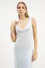 Cowl Neck Satin Panel Gown - Powder Blue sold by Because of Alice