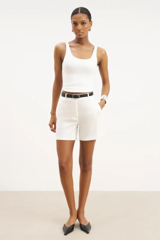 Tailored Linen Shorts - White sold by Because of Alice