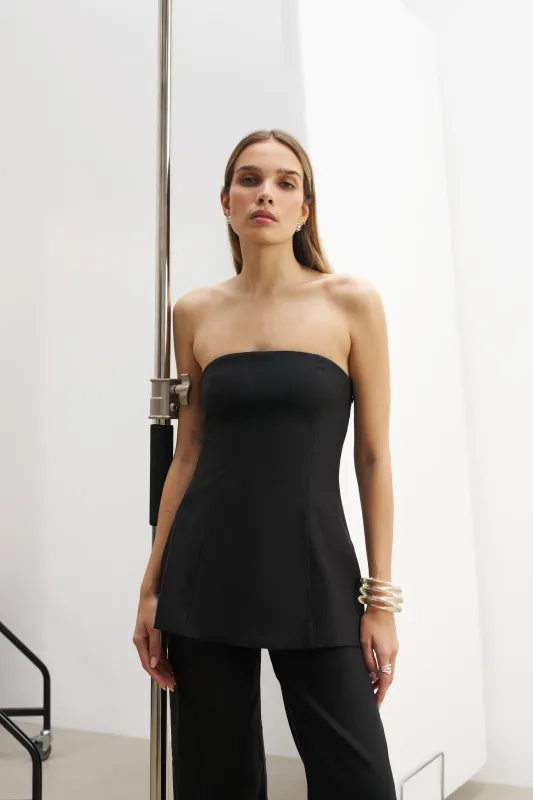 Strapless Linen A Line Bodice - Black sold by Because of Alice