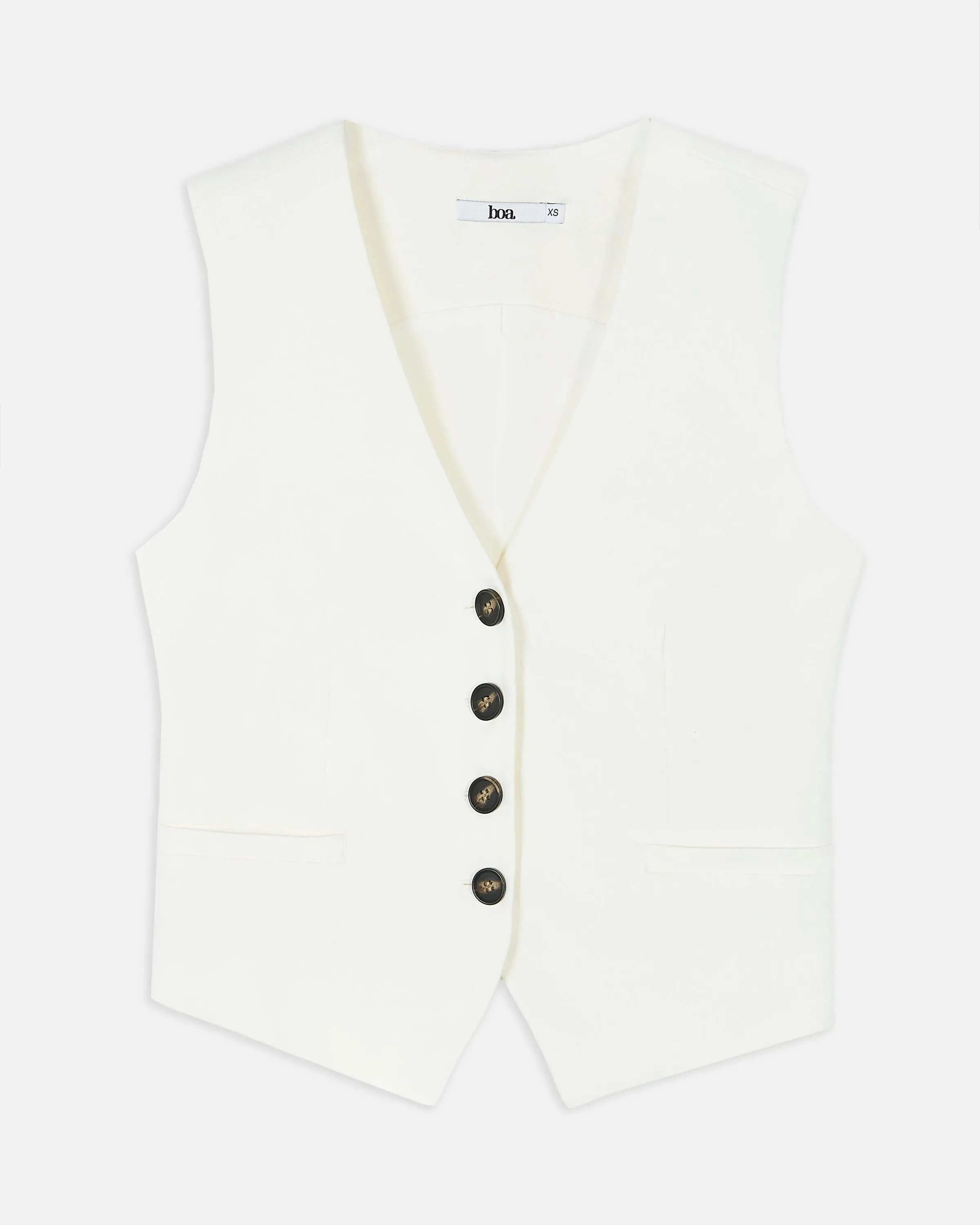 Straight Cut Linen Waistcoat - White sold by Because of Alice product image thumbnail 5