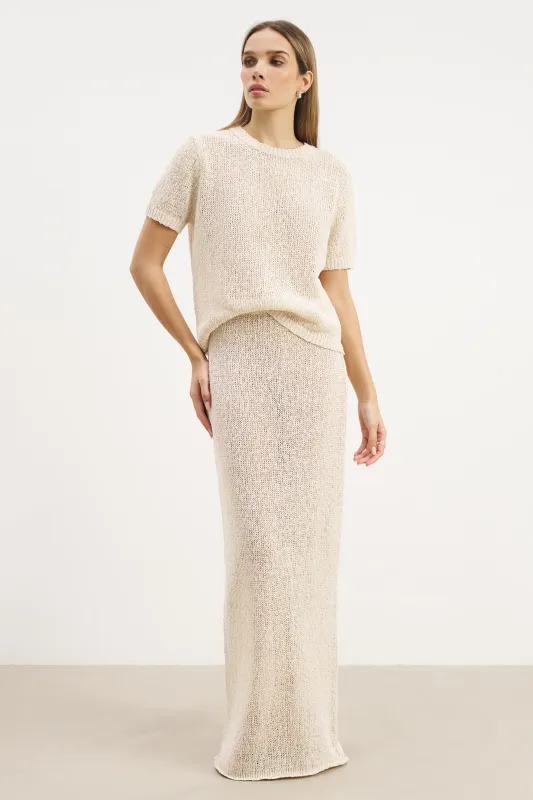 Crochet Knit Maxi Skirt - Cream sold by Because of Alice