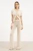 Crochet Knit Wide Leg Trousers - Cream sold by Because of Alice