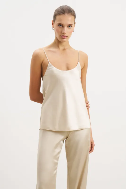 Satin Scoop Neck Camisole - Champagne sold by Because of Alice