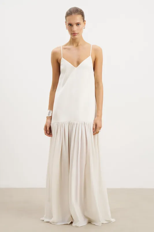 Flowing Dropped Waist Maxi Dress - Cream sold by Because of Alice