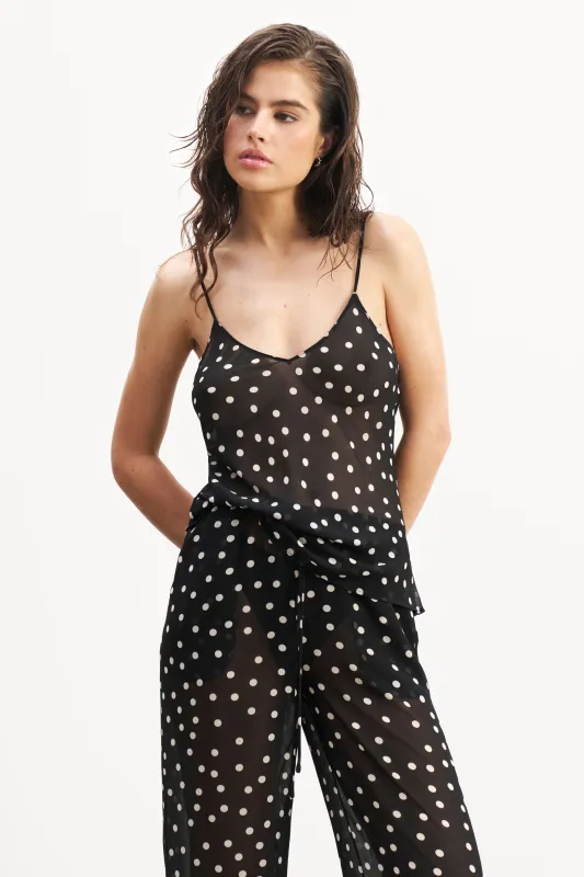 Chiffon V Neck Camisole Top -  Maxi Polka Dot sold by Because of Alice