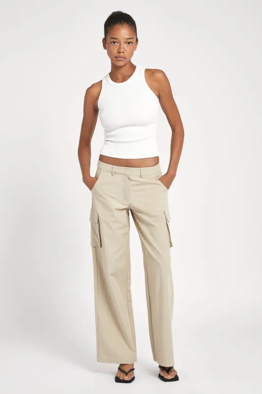 Low Rise Cargo Trousers - Sand sold by Because of Alice