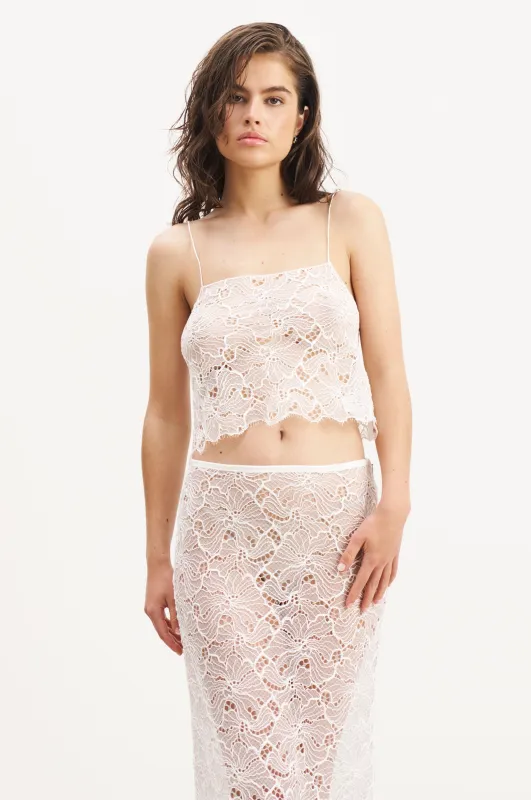 Lace Square Neck Camisole - White sold by Because of Alice