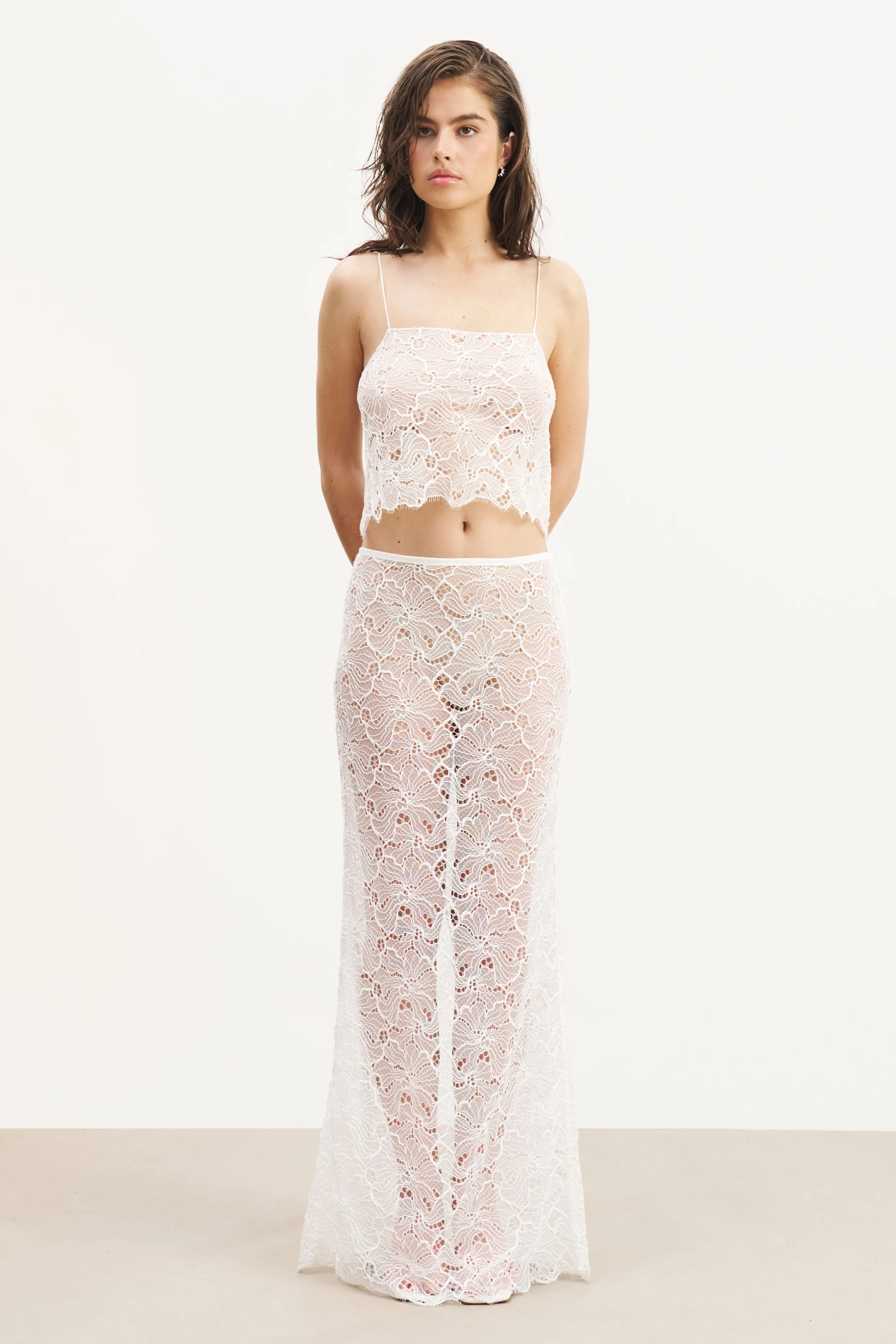 Lace Column Maxi Skirt - White sold by Because of Alice product image thumbnail 2
